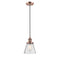 Cone Mini Pendant shown in the Antique Copper finish with a Seedy shade