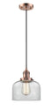 Innovations Lighting Large Bell 1-100 watt 8 inch Antique Copper Mini Pendant with Clear glass 201CACG72