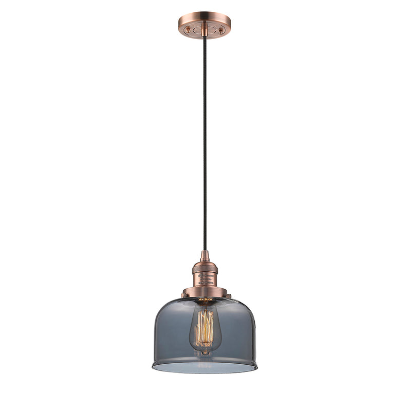 Bell Mini Pendant shown in the Antique Copper finish with a Plated Smoke shade