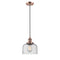 Bell Mini Pendant shown in the Antique Copper finish with a Seedy shade