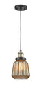Innovations Lighting Chatham 1-100 watt 6" Black Antique Brass Mini Pendant with Mercury Fluted glass 201CBABG146