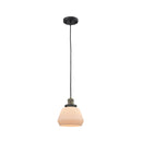 Fulton Mini Pendant shown in the Black Antique Brass finish with a Matte White shade