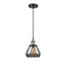 Fulton Mini Pendant shown in the Black Antique Brass finish with a Plated Smoke shade