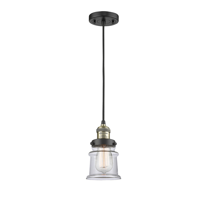 Canton Mini Pendant shown in the Black Antique Brass finish with a Clear shade