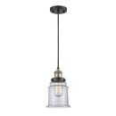 Canton Mini Pendant shown in the Black Antique Brass finish with a Clear shade