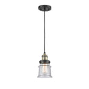 Canton Mini Pendant shown in the Black Antique Brass finish with a Seedy shade