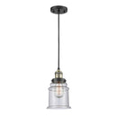 Canton Mini Pendant shown in the Black Antique Brass finish with a Seedy shade