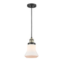 Bellmont Mini Pendant shown in the Black Antique Brass finish with a Matte White shade