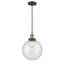 Beacon Mini Pendant shown in the Black Antique Brass finish with a Seedy shade