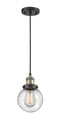 Innovations Lighting Beacon 1-100 watt 6 inch Black Antique Brass Mini Pendant with Seedy glass 201CBABG2046