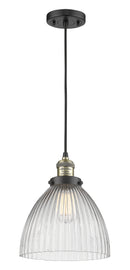 Innovations Lighting Seneca Falls 1-100 watt 9.5 inch Black Antique Brass Pendant with Clear glass 201CBABG222