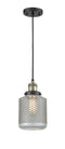 Innovations Lighting Stanton 1-100 watt 6 inch Black Antique Brass Mini Pendant with Vintage Wire Mesh glass 201CBABG262