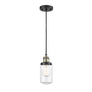 Dover Mini Pendant shown in the Black Antique Brass finish with a Clear shade