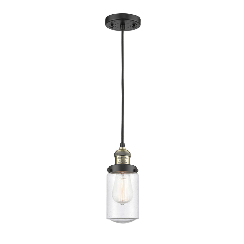 Dover Mini Pendant shown in the Black Antique Brass finish with a Seedy shade