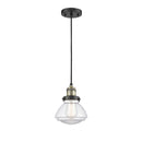 Olean Mini Pendant shown in the Black Antique Brass finish with a Clear shade