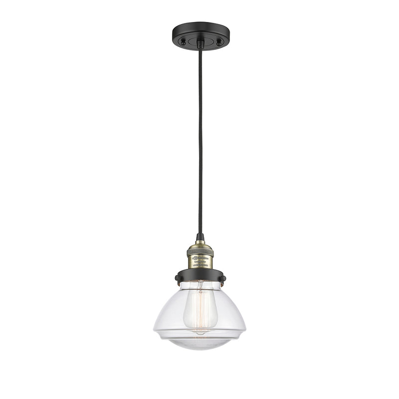 Olean Mini Pendant shown in the Black Antique Brass finish with a Clear shade