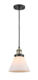 Innovations Lighting Large Cone 1-100 watt 8 inch Black Antique Brass Mini Pendant with Matte White Cased glass 201CBABG41