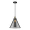 Cone Mini Pendant shown in the Black Antique Brass finish with a Plated Smoke shade