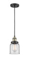 Innovations Lighting Small Bell 1-100 watt 5 inch Black Antique Brass Mini Pendant with Clear glass 201CBABG52