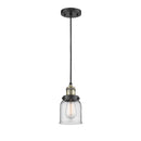 Bell Mini Pendant shown in the Black Antique Brass finish with a Clear shade