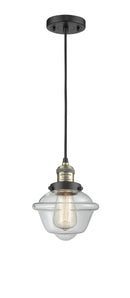 Innovations Lighting Small Oxford 1-100 watt 8 inch Black Antique Brass Mini Pendant with Clear glass 201CBABG532