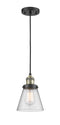 Innovations Lighting Small Cone 1-100 watt 6 inch Black Antique Brass Mini Pendant with Seedy glass 201CBABG64