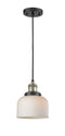 Innovations Lighting Large Bell 1-100 watt 8 inch Black Antique Brass Mini Pendant with Matte White Cased glass 201CBABG71