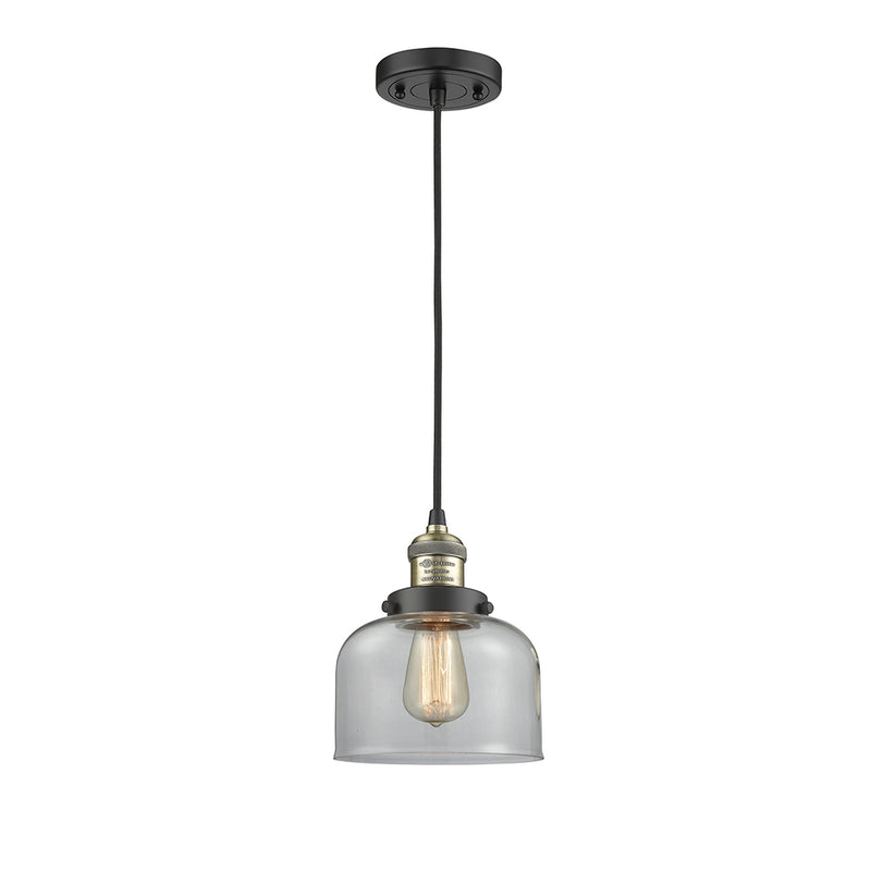 Bell Mini Pendant shown in the Black Antique Brass finish with a Clear shade