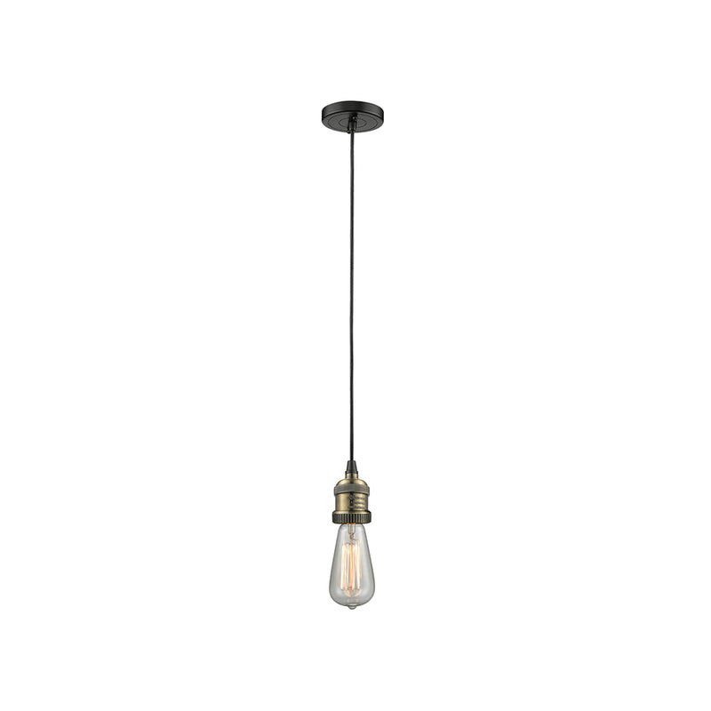 Bare Bulb Mini Pendant shown in the Black Antique Brass finish