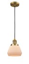 Innovations Lighting Fulton 1-100 watt 7 inch Brushed Brass Mini Pendant with Matte White Cased glass 201CBBG171