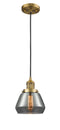 Innovations Lighting Fulton 1-100 watt 7 inch Brushed Brass Mini Pendant with Smoked glass 201CBBG173