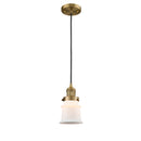 Canton Mini Pendant shown in the Brushed Brass finish with a Matte White shade