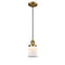 Canton Mini Pendant shown in the Brushed Brass finish with a Matte White shade