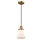 Bellmont Mini Pendant shown in the Brushed Brass finish with a Matte White shade