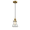 Bellmont Mini Pendant shown in the Brushed Brass finish with a Clear shade