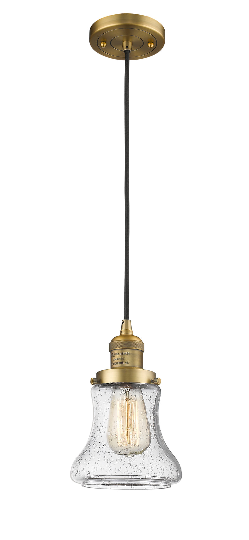 Innovations Lighting Bellmont 1-100 watt 6.5 inch Brushed Brass Mini Pendant with Seedy glass 201CBBG194