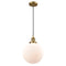 Beacon Mini Pendant shown in the Brushed Brass finish with a Matte White shade