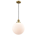 Beacon Mini Pendant shown in the Brushed Brass finish with a Matte White shade