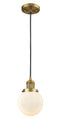 Innovations Lighting Beacon 1-100 watt 6 inch Brushed Brass Mini Pendant with Matte White Cased glass 201CBBG2016