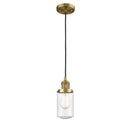 Dover Mini Pendant shown in the Brushed Brass finish with a Seedy shade