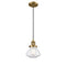 Olean Mini Pendant shown in the Brushed Brass finish with a Clear shade