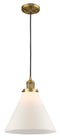 Innovations Lighting X-Large Cone 1-100 watt 12" Brushed Brass Mini Pendant with Matte White Cased glass 201CBBG41L