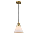 Cone Mini Pendant shown in the Brushed Brass finish with a Matte White shade