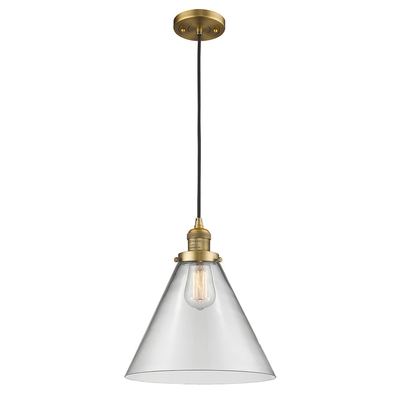 Cone Mini Pendant shown in the Brushed Brass finish with a Clear shade