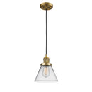 Cone Mini Pendant shown in the Brushed Brass finish with a Clear shade