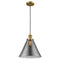 Cone Mini Pendant shown in the Brushed Brass finish with a Plated Smoke shade