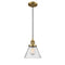 Cone Mini Pendant shown in the Brushed Brass finish with a Seedy shade