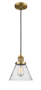 Innovations Lighting Large Cone 1-100 watt 8 inch Brushed Brass Mini Pendant with Seedy glass 201CBBG44