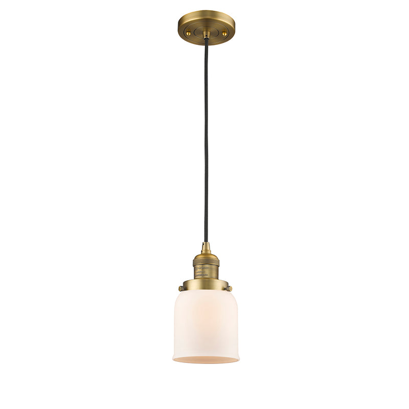 Bell Mini Pendant shown in the Brushed Brass finish with a Matte White shade