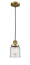 Innovations Lighting Small Bell 1-100 watt 5 inch Brushed Brass Mini Pendant with Clear glass 201CBBG52